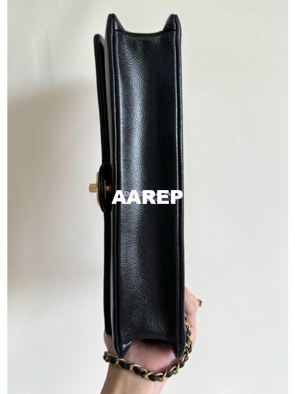 Replica Chanel 24K Maxi Clutch Bag Grained Shiny Calfskin AS5182 Black 11