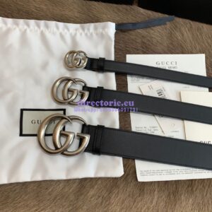 Replica Gucci Belt With Palladium Silver Double G Buckle 409417