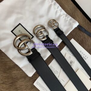 Replica Gucci Belt With Palladium Silver Double G Buckle 409417 2