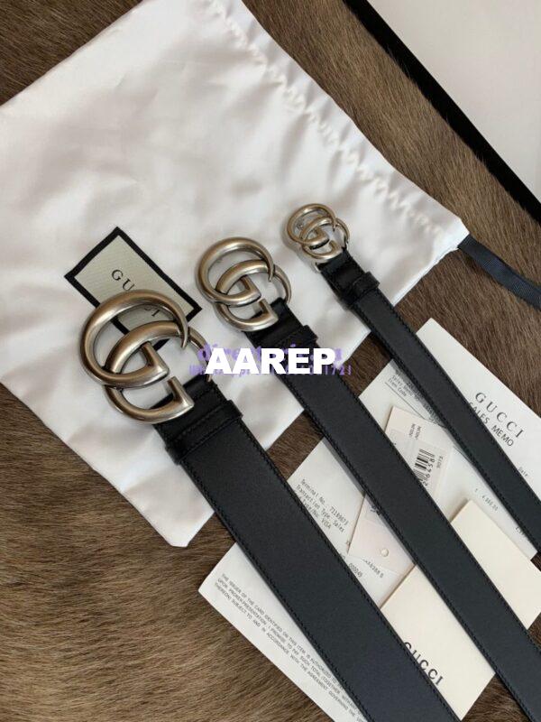 Replica Gucci Belt With Palladium Silver Double G Buckle 409417 2