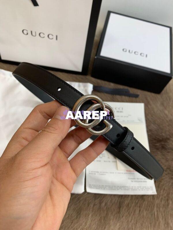Replica Gucci Belt With Palladium Silver Double G Buckle 409417 4