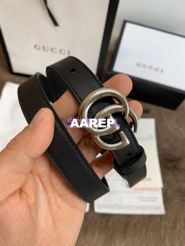 Replica Gucci Belt With Palladium Silver Double G Buckle 409417 5