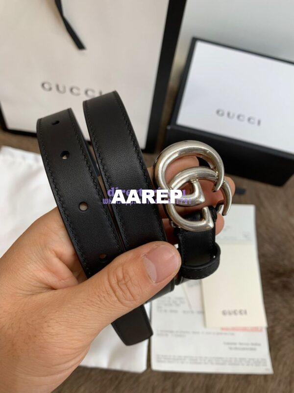 Replica Gucci Belt With Palladium Silver Double G Buckle 409417 6