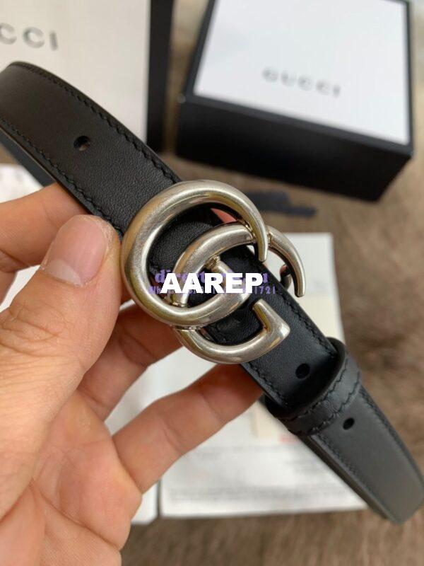 Replica Gucci Belt With Palladium Silver Double G Buckle 409417 7
