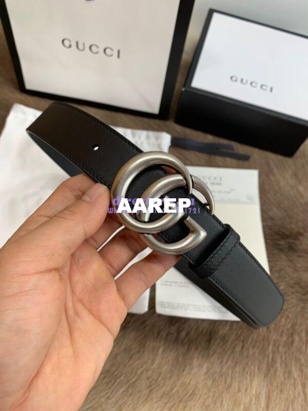 Replica Gucci Belt With Palladium Silver Double G Buckle 409417 9