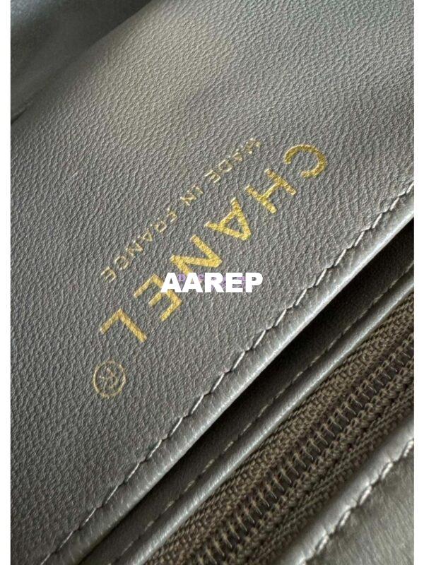 Replica Chanel Mini Flap Bag With Top Handle AS2431 in Patent Calfskin Grey with Light Gold Hardware 10