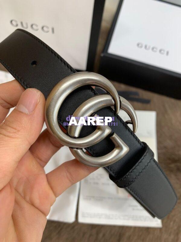 Replica Gucci Belt With Palladium Silver Double G Buckle 409417 10