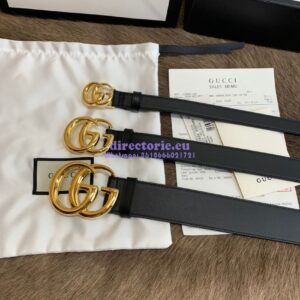 Replica Gucci Belt With Shiny Gold Double G Buckle 409417