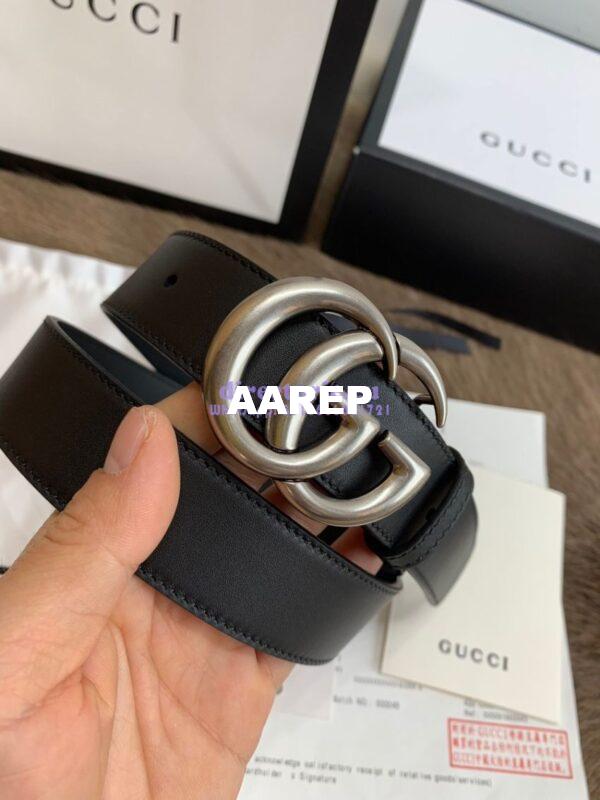 Replica Gucci Belt With Palladium Silver Double G Buckle 409417 11