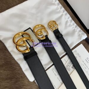 Replica Gucci Belt With Shiny Gold Double G Buckle 409417 2