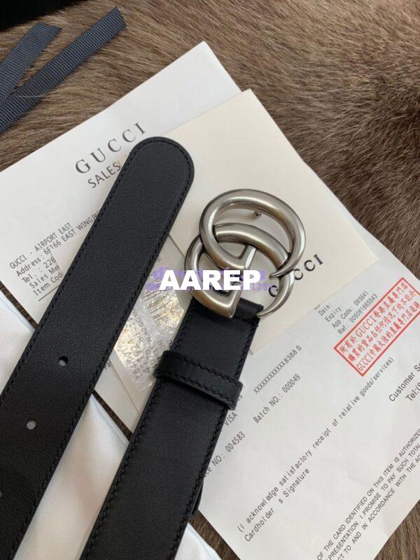 Replica Gucci Belt With Palladium Silver Double G Buckle 409417 12