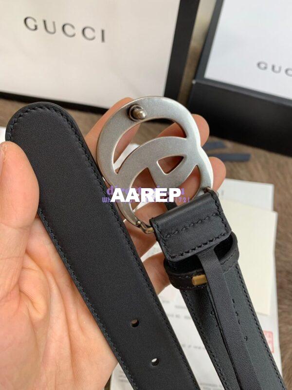 Replica Gucci Belt With Palladium Silver Double G Buckle 409417 13