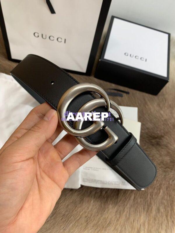 Replica Gucci Belt With Palladium Silver Double G Buckle 409417 15