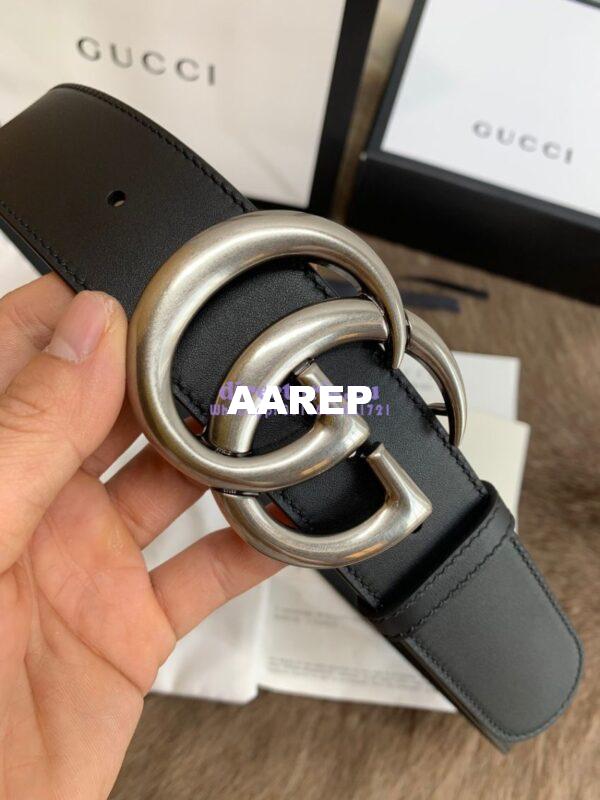Replica Gucci Belt With Palladium Silver Double G Buckle 409417 16