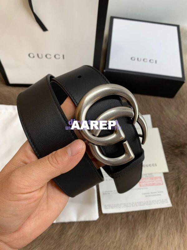 Replica Gucci Belt With Palladium Silver Double G Buckle 409417 17