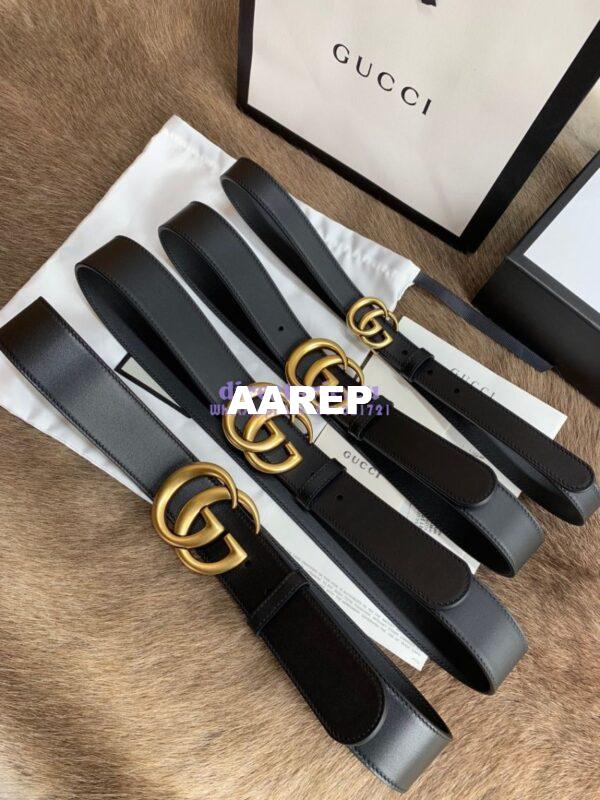 Replica Gucci Leather Belt With Double G Buckle 400593 Black