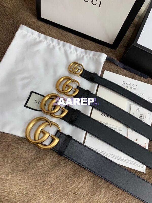 Replica Gucci Leather Belt With Double G Buckle 400593 Black 2
