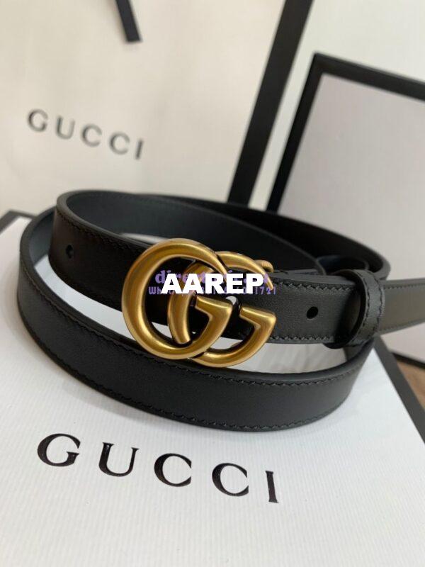 Replica Gucci Leather Belt With Double G Buckle 400593 Black 4