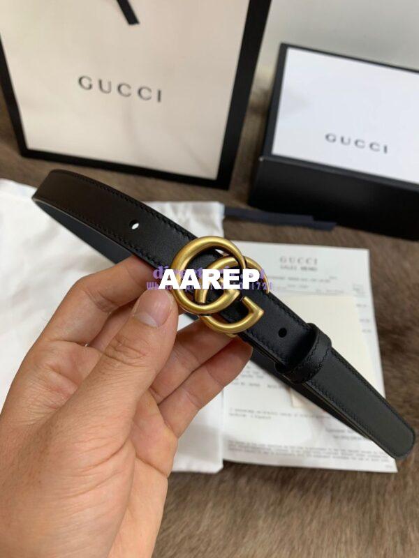Replica Gucci Leather Belt With Double G Buckle 400593 Black 6