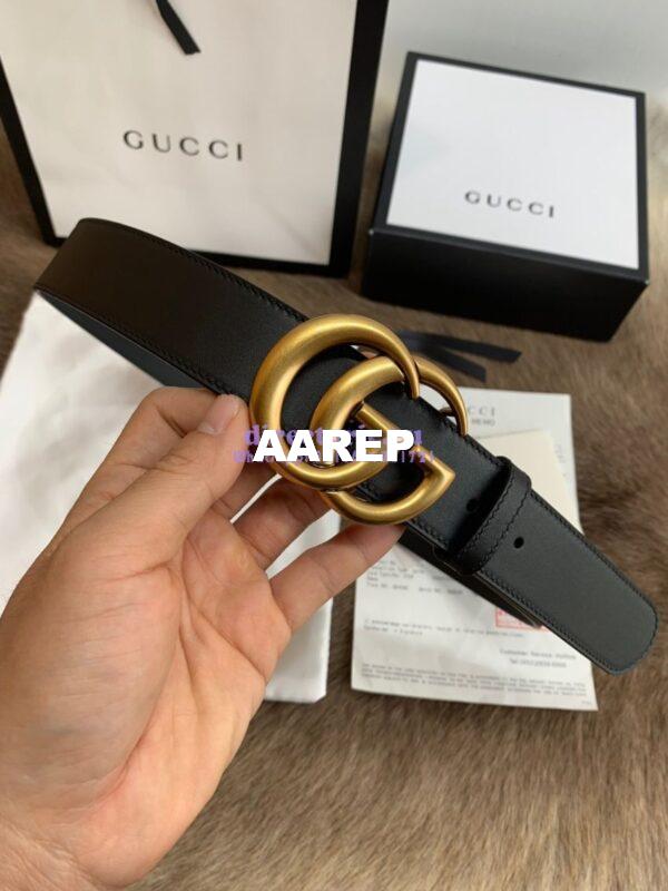 Replica Gucci Leather Belt With Double G Buckle 400593 Black 11