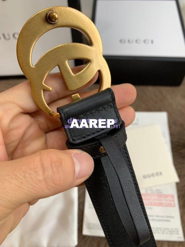 Replica Gucci Leather Belt With Double G Buckle 400593 Black 12