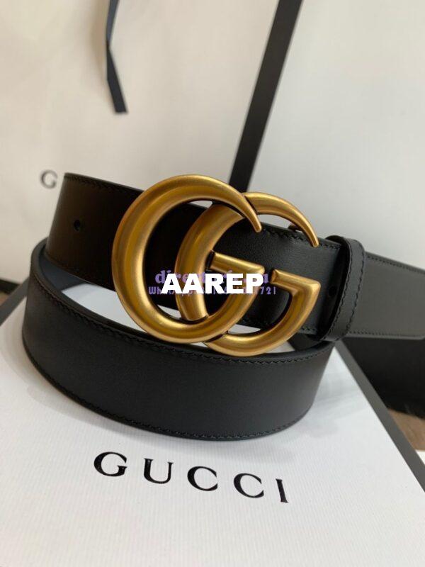 Replica Gucci Leather Belt With Double G Buckle 400593 Black 13