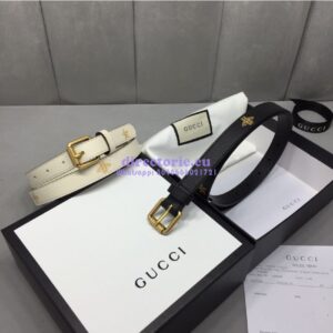 Replica Gucci Belt with Bees and Stars Print 576178 White