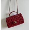 Replica Chanel Mini Flap Bag With Top Handle AS2431 in Patent Calfskin Dark Beige with Light Gold Hardware