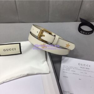 Replica Gucci Belt with Bees and Stars Print 576178 White 2