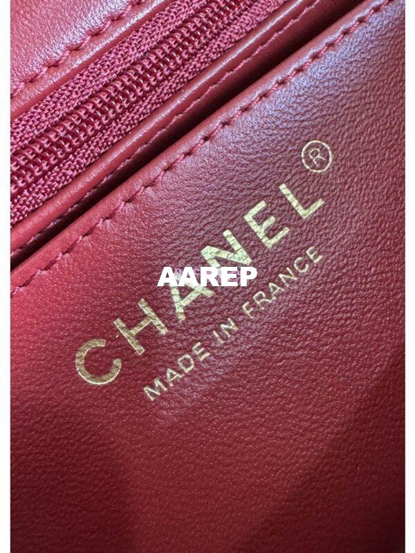 Replica Chanel Mini Flap Bag With Top Handle AS2431 in Patent Calfskin Burgundy with Light Gold Hardware 9