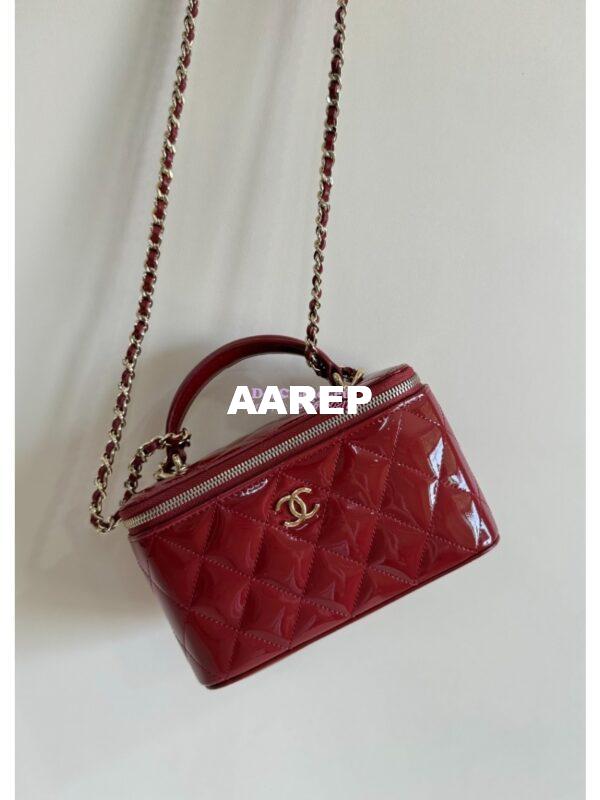 Replica Chanel New 24A Glossy Calfskin Vanity With Chain and Top Handle AP2199 Burgundy 4