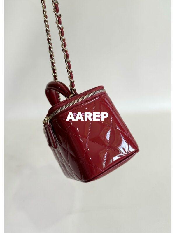 Replica Chanel New 24A Glossy Calfskin Vanity With Chain and Top Handle AP2199 Burgundy 6