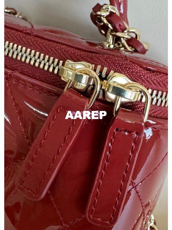 Replica Chanel New 24A Glossy Calfskin Vanity With Chain and Top Handle AP2199 Burgundy 8