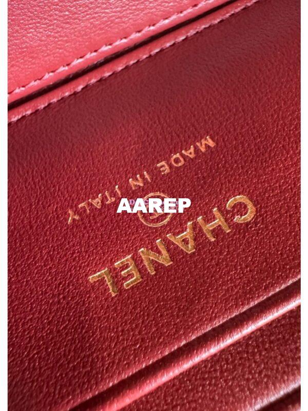 Replica Chanel New 24A Glossy Calfskin Vanity With Chain and Top Handle AP2199 Burgundy 10