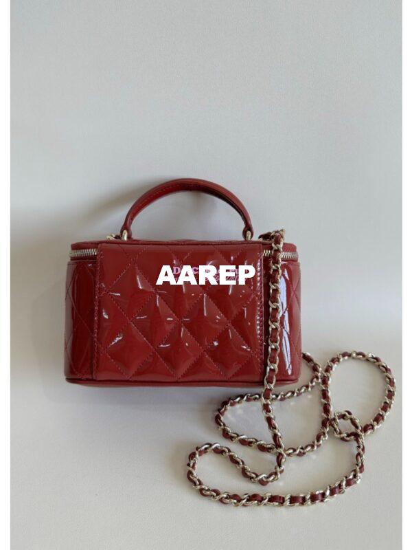 Replica Chanel New 24A Glossy Calfskin Vanity With Chain and Top Handle AP2199 Burgundy 11