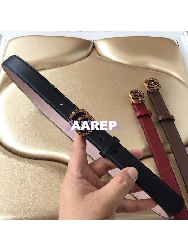 Replica Gucci Leather Belt with Multicolour Crystals Embellished Double G Buckle 476342 8