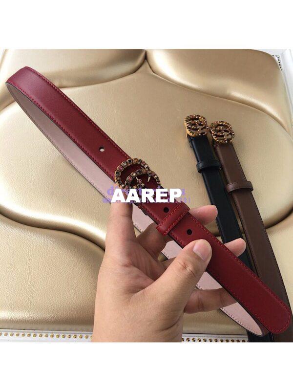 Replica Gucci Leather Belt with Multicolour Crystals Embellished Double G Buckle 476342 12