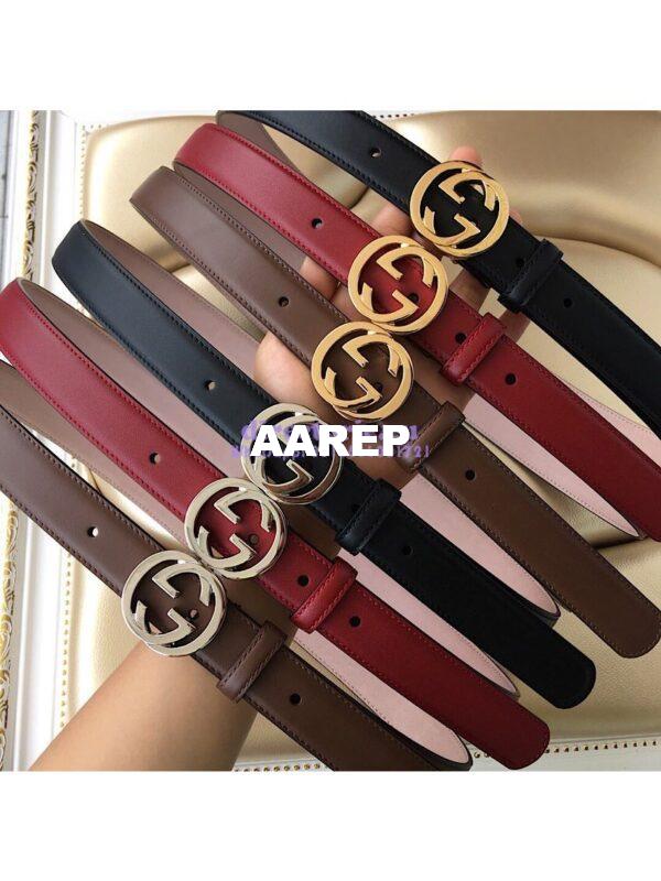 Replica Gucci Leather Belt with Interlocking G Buckle 476342 3