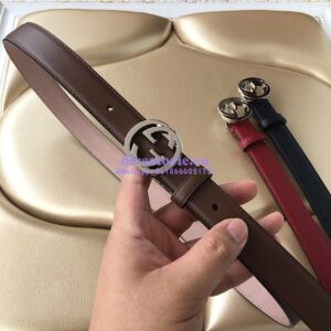 Replica Gucci Leather Belt with Interlocking G Buckle 476342 2
