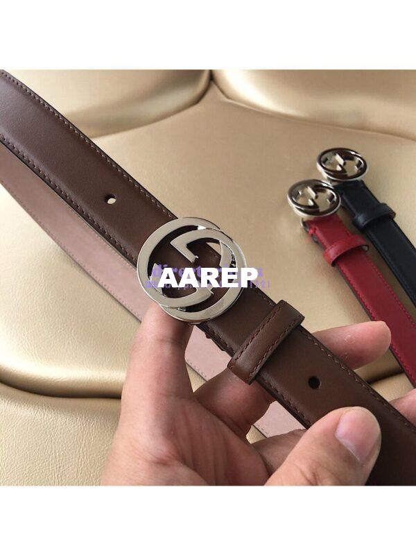 Replica Gucci Leather Belt with Interlocking G Buckle 476342 5