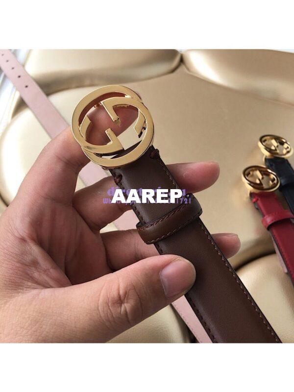 Replica Gucci Leather Belt with Interlocking G Buckle 476342 7