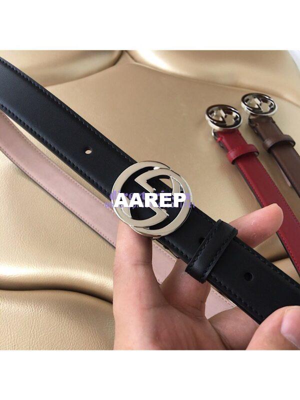 Replica Gucci Leather Belt with Interlocking G Buckle 476342 9