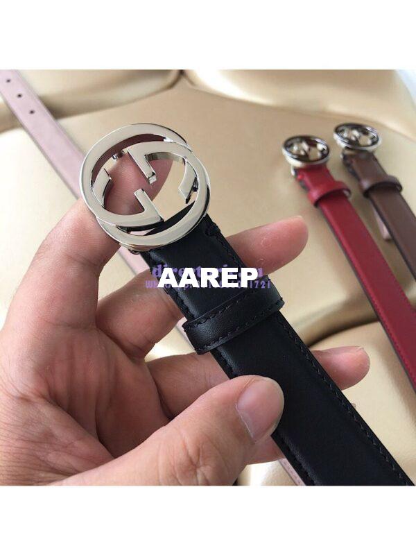 Replica Gucci Leather Belt with Interlocking G Buckle 476342 10