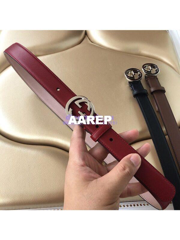Replica Gucci Leather Belt with Interlocking G Buckle 476342 14