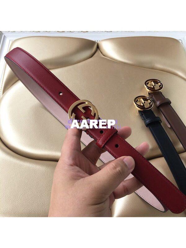 Replica Gucci Leather Belt with Interlocking G Buckle 476342 17