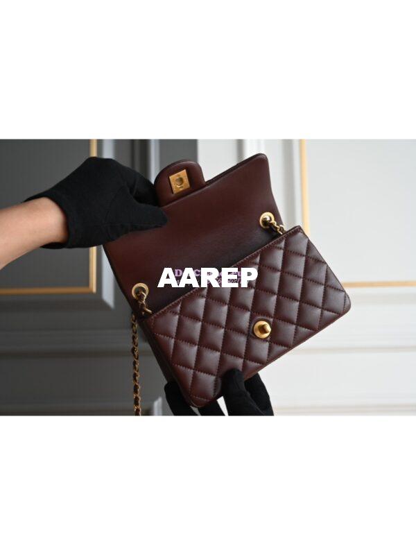 Replica Chanel 24P Lambskin Charm Strap Flap Bag AS1787 Dark Burgundy 9