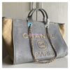 Replica Chanel A66942 Large Toile Deauville Shopping Bag in Lurex Gold Navy Blue 2