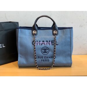 Replica Chanel A66942 Large Toile Deauville Shopping Bag in Denim JeanBlue
