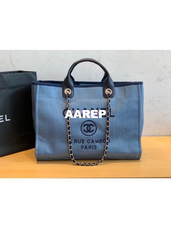 Replica Chanel A66942 Large Toile Deauville Shopping Bag in Denim JeanBlue 3