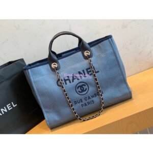 Replica Chanel A66942 Large Toile Deauville Shopping Bag in Denim JeanBlue 2